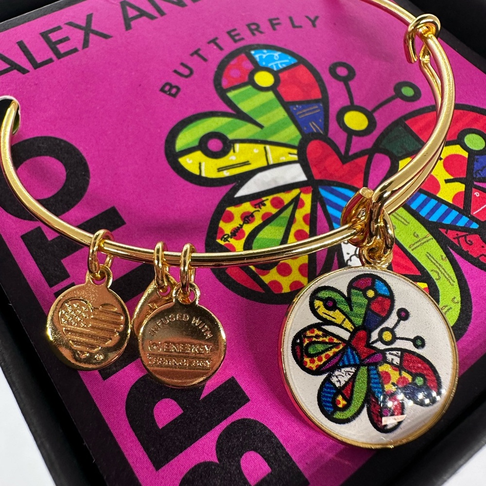 Alex and Ani Gold BRITTO Butterfly Charm Bangle Bracelet - Picture 2 of 7